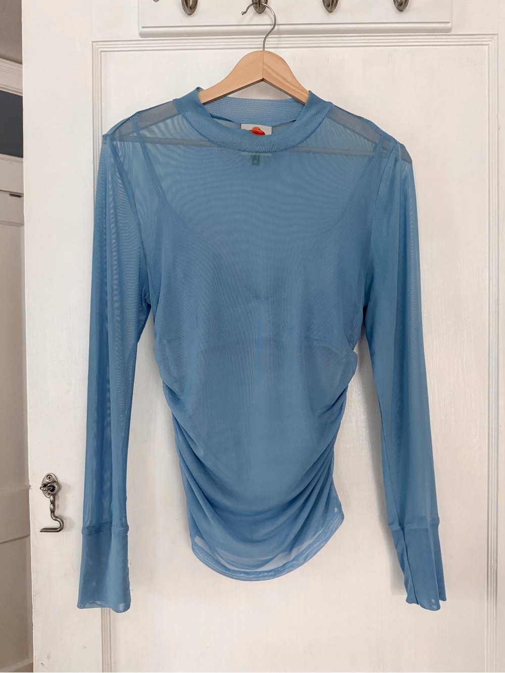 Farm RIO Blue Tulle Long Sleeved Blouse Medium